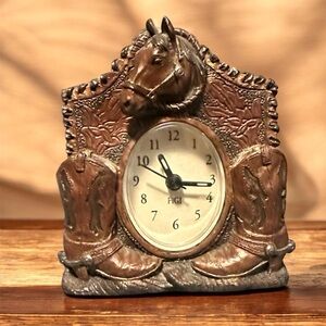 Vintage 1997 Horse and Boots Old West Mini Clock